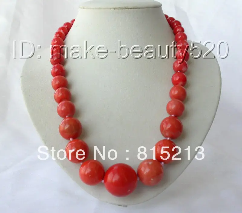 

FREE SHIPPING>>>@@ > N19 stunning big 11-25mm round natural red coral necklace silver clasp