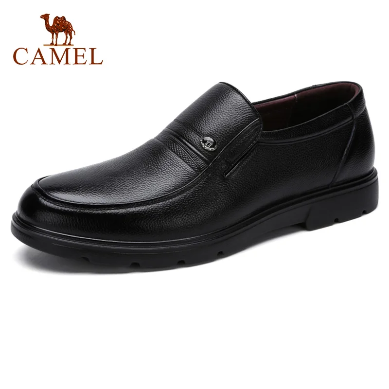 

CAMEL Business Black Men Shoes Genuine Leather Cushioning Non-slip Men Comfortable Flats Male Formal Footwear