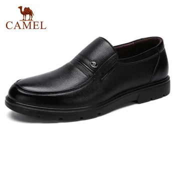 

CAMEL Business Black Men Shoes Genuine Leather Cushioning Non-slip Men Comfortable Flats Male Formal Footwear