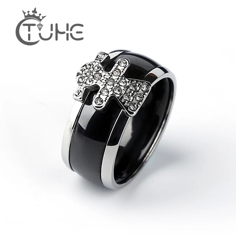 Smart Boy Cute Girl Lover Ceramic Rings Human Shape Stainless Steel Men Rings For Women Valentine's Day Christmas Jewelry Gift