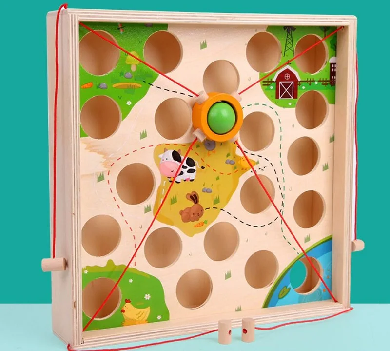 Creative pull ball table game children wooden maze kindergarten early education intellectual strength parent-child toy 2