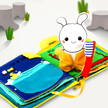 

Candice guo baby toy cloth multi-touch rabbit my first story book bunny learn how to dress button tie shoes hand work gift 1pc
