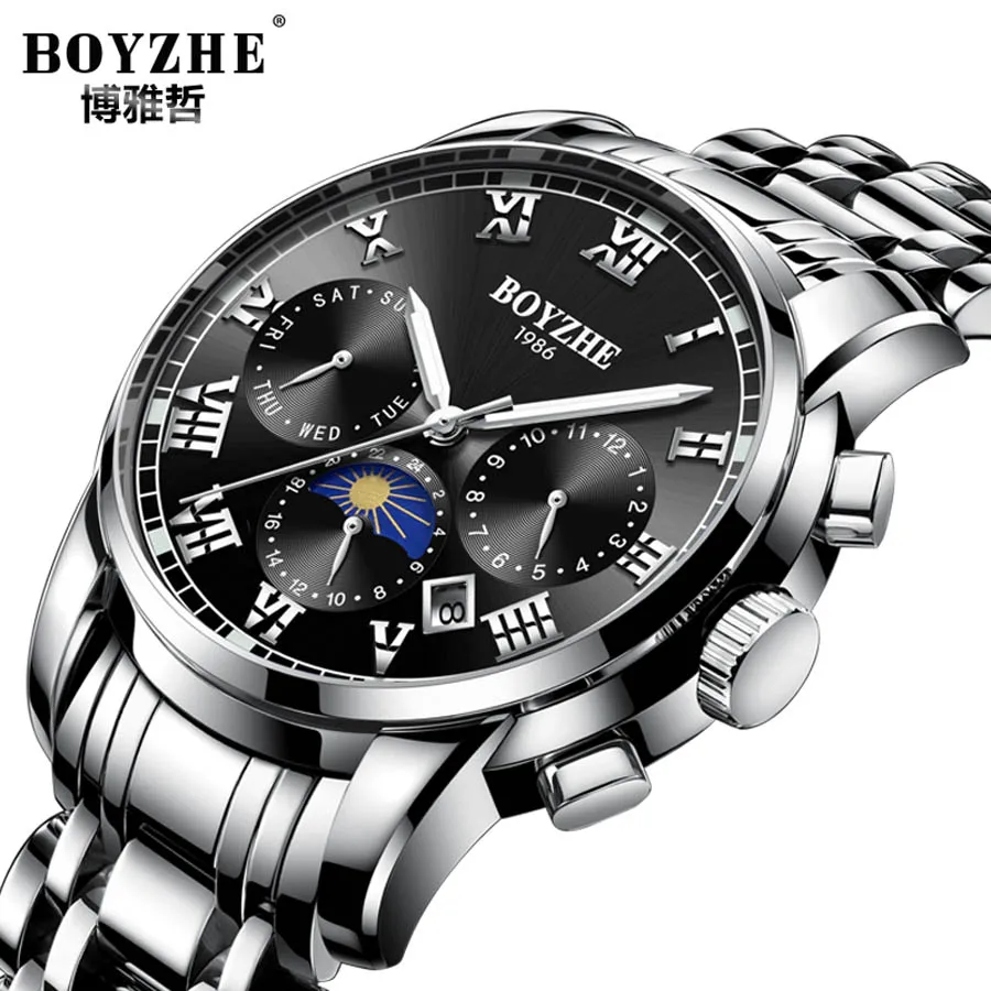 

Luxury Automatic Mechanical Watch Business Men Brand Stainless Steel Army Military Wrist Watch Clock Relogio Masculino Male