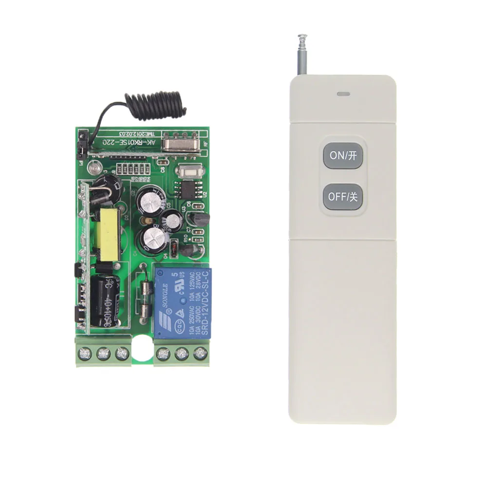 

3000m AC 85-265V 110V 220V 1CH 1 CH 10A RF Wireless Remote Control Switch System, Receiver+ON OFF Transmitter ,315/433 MHz