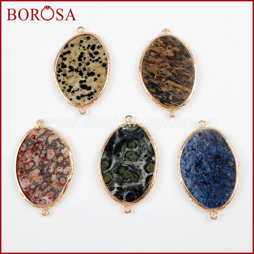 BOROSA 10 шт Позолоченные Разноцветные Каменные соединители смешанные цвета