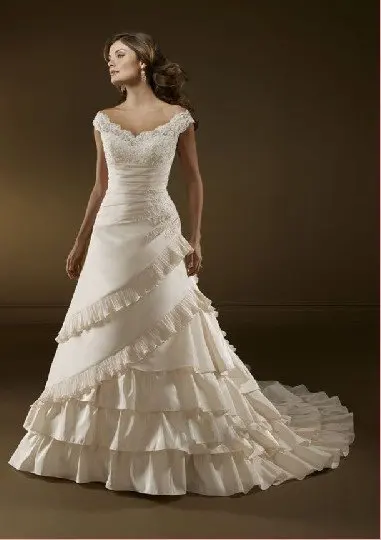 

Free Shipping best selling Wedding Dress with Cap Sleeves any size/color