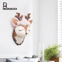 Roogo Deer Kopf Harz Dekorative Hängen Hause Wohnzimmer Kreative Haushälterin Große Wand Montiert Miniatur Zier
