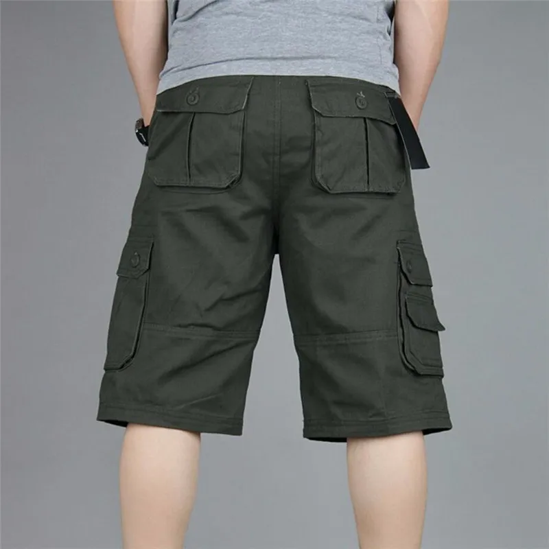 Новинка, летние мужские повседневные свободные шорты Карго из 90% хлопка, мужские военные шорты большого размера с несколькими карманами, спортивные штаны, комбинезоны 30-46