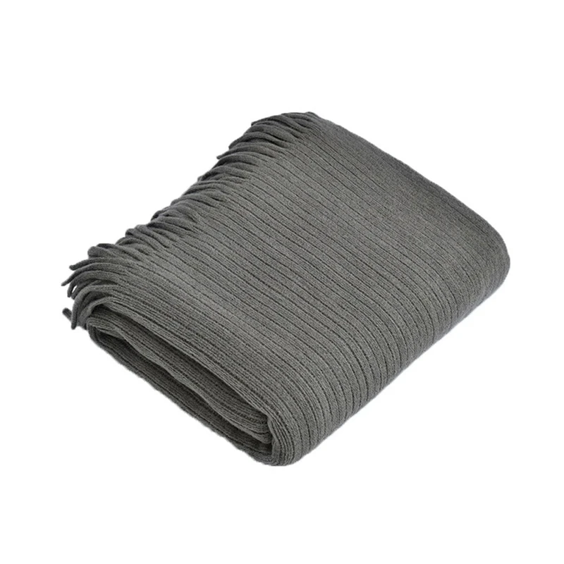 Dark grey Одеяло вязаное одеяло для досуга с кисточками кровать мягкие постельные принадлежности выход одеяло трикотаж высокого качества кровать твердый легкий - Цвет: Dark grey