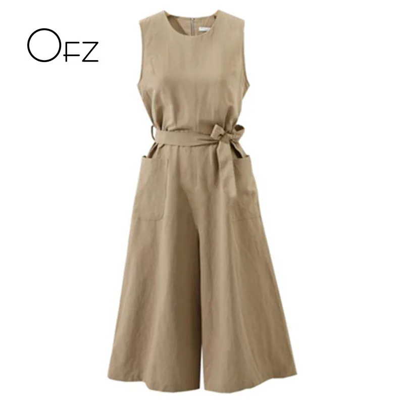 New 2019 Summer European Style Women Jumpsuits Loose Sleeveless Tie Bow