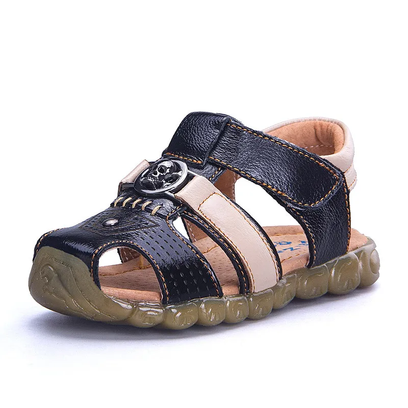 

2018 New Boys Sandals Soft Leather Summer Sandals Boys Children Summers Shoes Kids Beach Sandals Cool Boy Sandals With Skull
