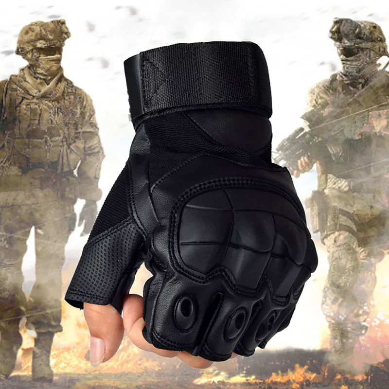 

Outdoor Anti-Skid Tactics Military Shell Half Finger Gloves Paintball Shooting Airsoft Combat Rubber Knuckle Tactical Gloves