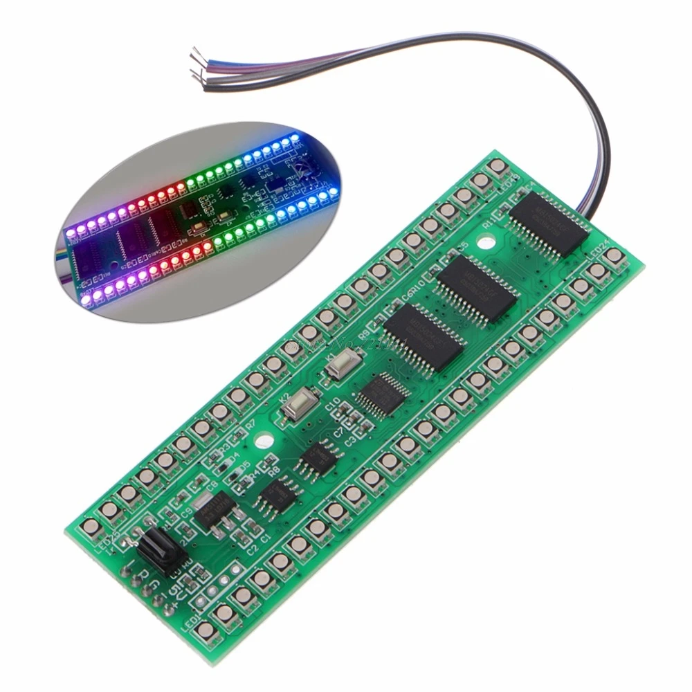 Светодиодный индикатор RGB MCU дисплей шаблон двухканальный 24 светодиодный VU индикаторы уровня метр F усилитель