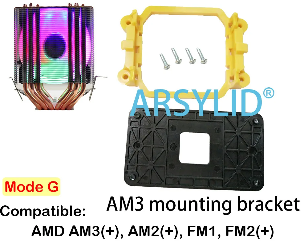 ARSYLID CN-609 6 heatpipe dual-tower cooling RGB 4pin PWM вентилятор кулер для процессора LGA775 115X1366 2011 AM3 AM4 9 см вентилятор Поддержка Intel AMD - Цвет лезвия: mode G