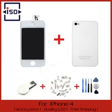 White Touch Screen + LCD Display Digitizer + Glass Back Housing Cover + Home Button Replacement part For iPhone 4G &Screw Tools