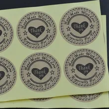 3cm Thank You love self-adhesive stickers kraft label sticker DIY Hand Made Gift /Cake /Candy paper tag ,Accept Custom order