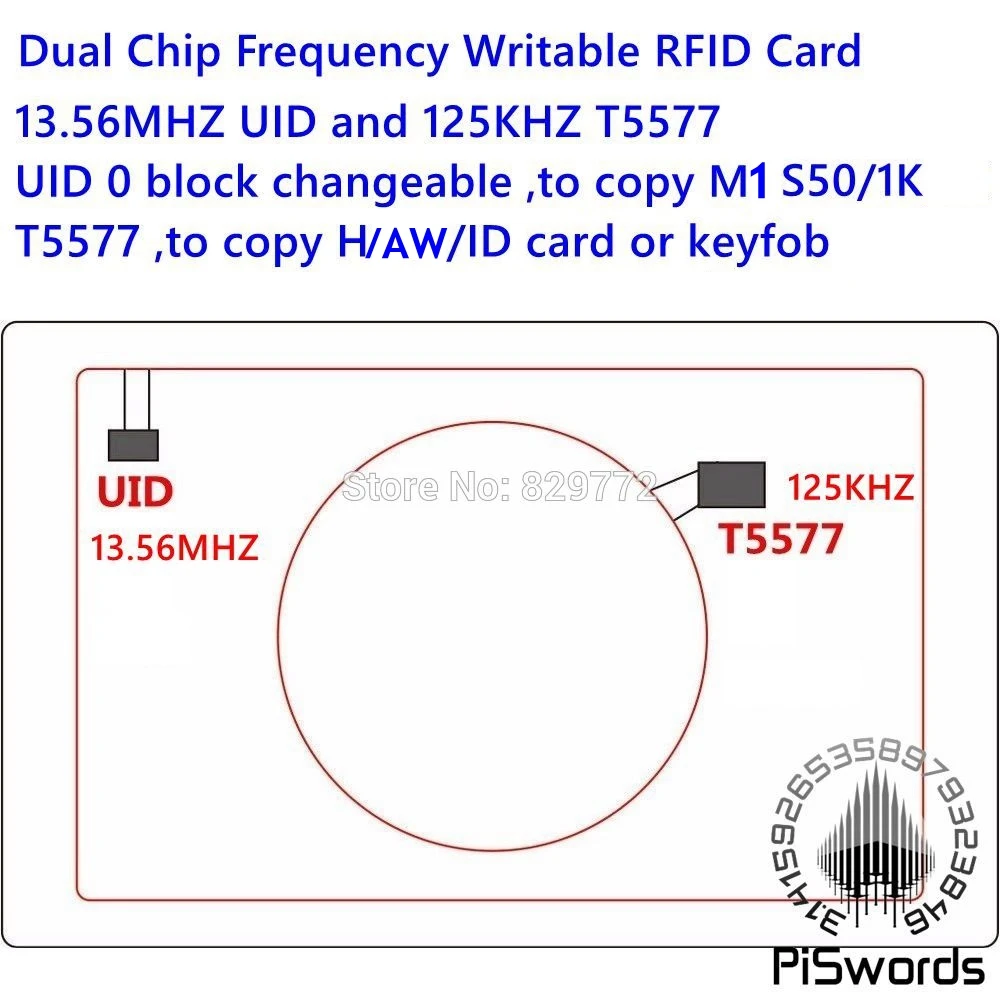 Двойной чип частоты RFID 13,56 МГц 1 K UID и T5577 125 кГц ID пустой карты читаемый перезаписываемый для копирования создание резервных клонов копир