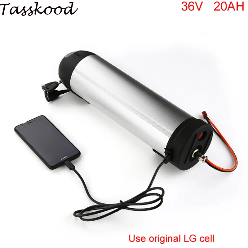 Best LG cell 36V 20Ah li-ion battery 36v  20ah 500W water bottle lithium battery 36v 20a battery for ebike with charger+USB port 0