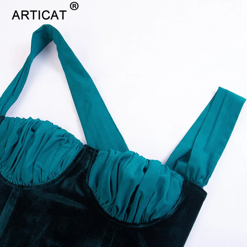 Articat тонкое сексуальное бархатное платье без бретелек для женщин без рукавов с открытой спиной облегающее вечерние платья Элегантное повседневное платье Vestidos