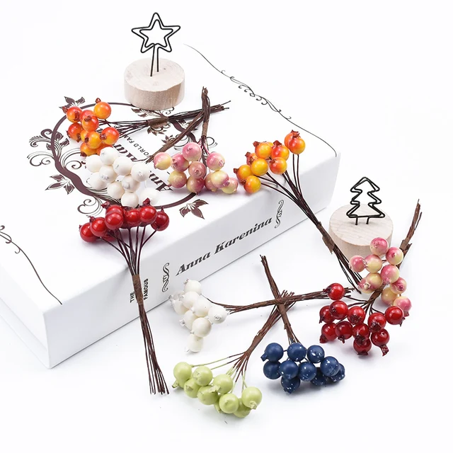 30 Dcs Mesterséges Növények Pe Cseresznye Gyümölcs Dekoratív Virágok Koszorúk Pomponok Diy Ajándékok Doboz Karácsonyi Díszek Otthoni Esküvőre - Image 3