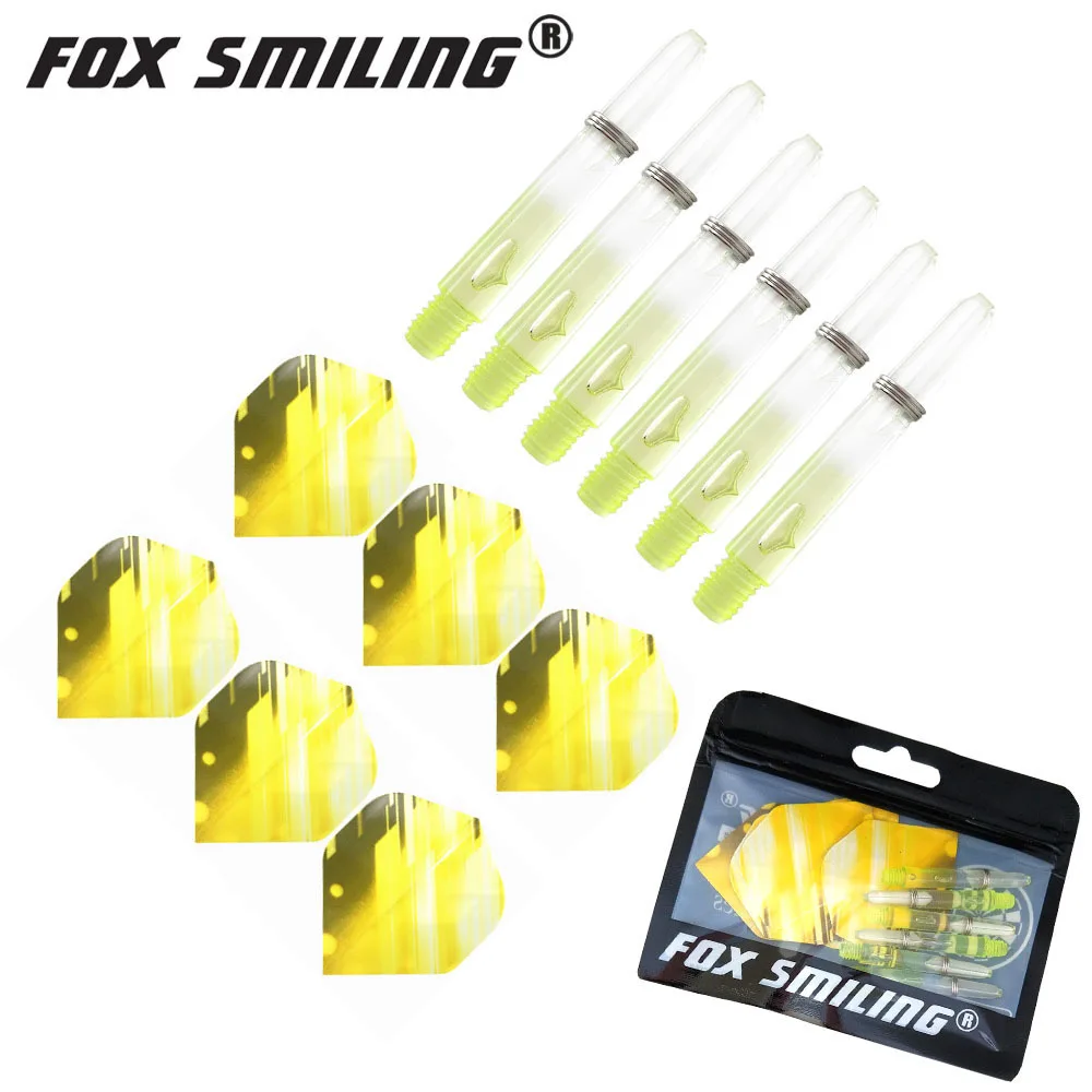 6 шт. нейлоновые дротики валы с 6 шт. PET полеты Fox Smiling 2BA 35 мм Дротика валы и шесть цветов аксессуары для игры в Дартс