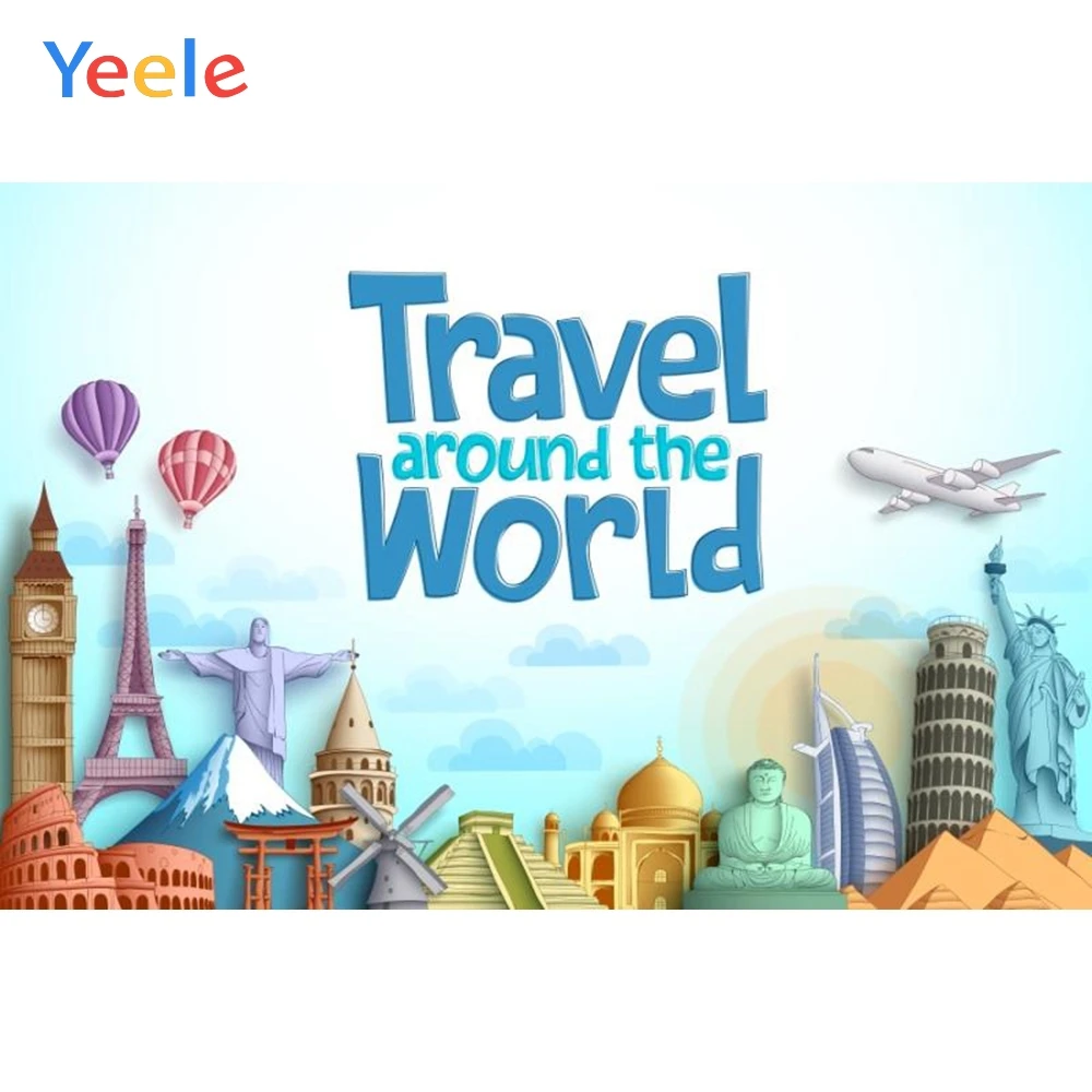 

Yeele Cartoon Travel To World Backdrops Baby Portrait Photography Backdrop Customized Photographic Background Photo Studio