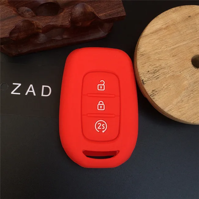 ZAD 3 кнопки силиконовый резиновый чехол для ключа автомобиля для Renault Duster Megane Duster Sandero Kangdoo Captur Twingo 3 кнопки - Название цвета: Красный