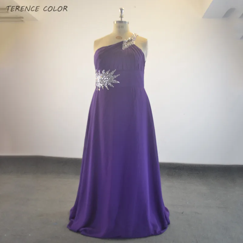 Free Delivery Long Chiffon Bridesmaid Dresses One Shoulder Beading