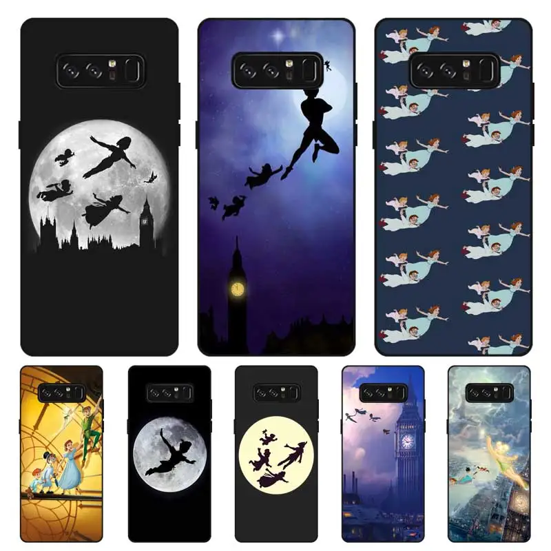 P164 Peter Pan Black Silicone Case Cover For Samsung Galaxy Note 3 4 5 8 9 10 Plus M10 M20 |