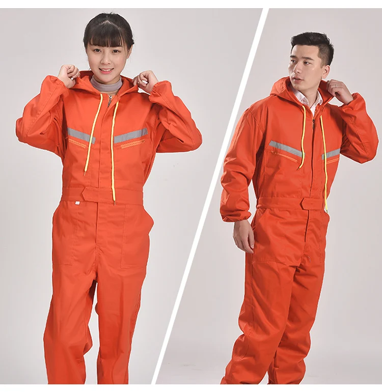 Men Women Coveralls Long Sleeve Hooded Reflective strip Overalls Auto Repair Engineering Spray Paint Workwear Working Uniforms (14)