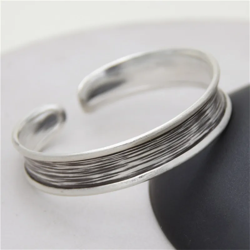 

JINSE Real Pure 999 Sterling Silver 12.6mm Open Cuff Super Star Bracelets Mens Thai Silver Vintage Punk Rock Handmade Men Bangle