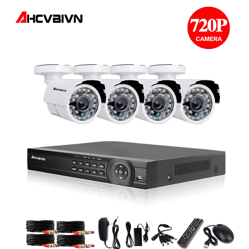 4CH CCTV система 1080P HDMI 1080N 5 в 1 AHD CCTV DVR 4 шт. 1,0 МП уличная инфракрасная камера видеонаблюдения 2000 TVL камера видеонаблюдения комплект