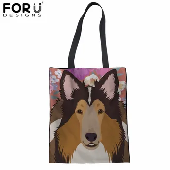 

FORUDESIGNS Canvas Shopping Bag Rottweiler Shepherd Dog Print Tote Bag for Women Casual Cotton Bolsa Teens Girls Daily Cloth Bag