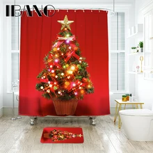 IBANO, Рождественская занавеска для душа, водонепроницаемая полиэфирная ткань, занавеска для ванной комнаты и напольный коврик, рождественские украшения для дома