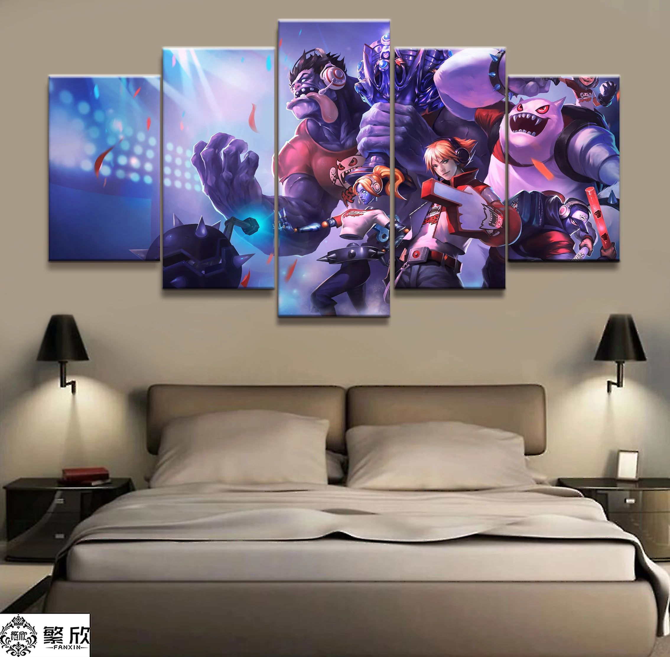 

5 Panel LOL League of Legends S2 SKT Game Canvas Printed Painting For Living Room Wall Art Decor HD Picture Artworks Poster