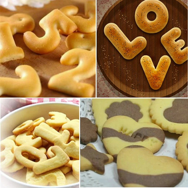

New Alphabet Number Letter Impress Set Cookie Biscuit Stamp Embosser Cutter Cake Fondant DIY Molds Free Shipping Cookie Cutters