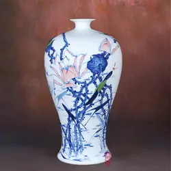 Xiaoling роспись синий и белый фарфор цветок лотоса вазы домашнего интерьера цапля рост гостиная украшения