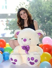 creative foot print design white teddy bear doll about 35 cm bear plush toy ,birthday gift x111