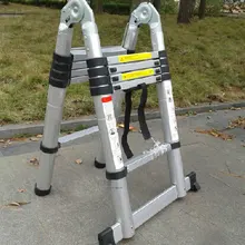 1 шт. 1,9 м+ 1,9 м аллюминевая телескопическая лестница с соединением портативная раздвижная лестница