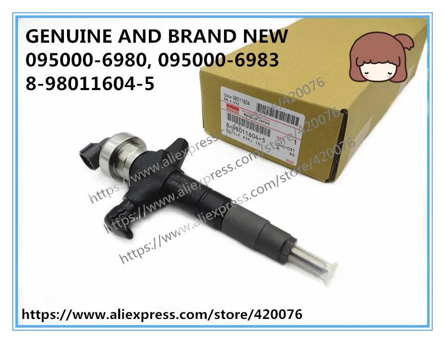 

GENUINE AND BRAND NEW DIESEL FUEL INJECTOR 095000-6980, 8-98011604-4, 8-98055862-3 FOR D-MAX 4JJ1 ENGINE