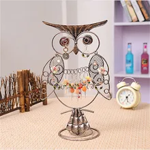 women Vintage Owl shape Earrings Jewelry Ornament Display frame Rack Metal Holder metal Convenient Jewelry Showcase