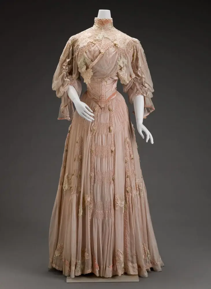 

Day Dress in silk and silk velvet Victorian dress satin dress