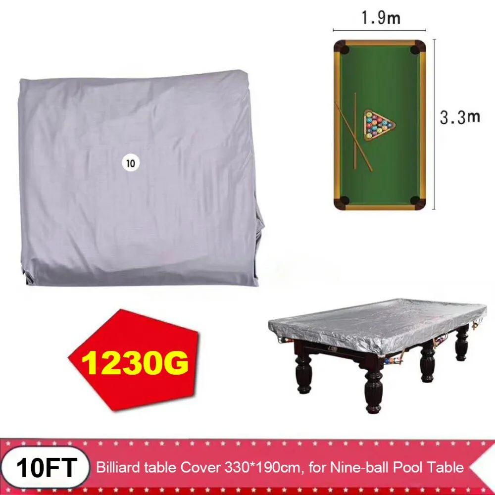 Silver Fitted Snooker Billiards Pool Table Dust Cover 10ftin Snooker
