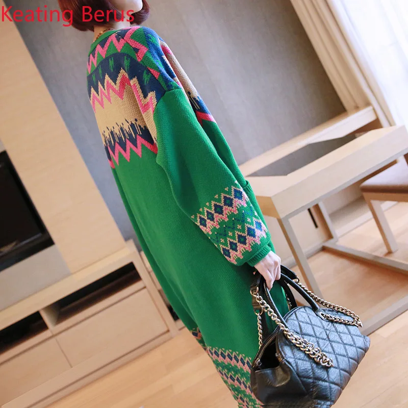 

Women's Spring Knit Cardigan Long Loose Large Size Sweater Coat Fashion Ethnic Style Long Cardigan Cardigan 0799