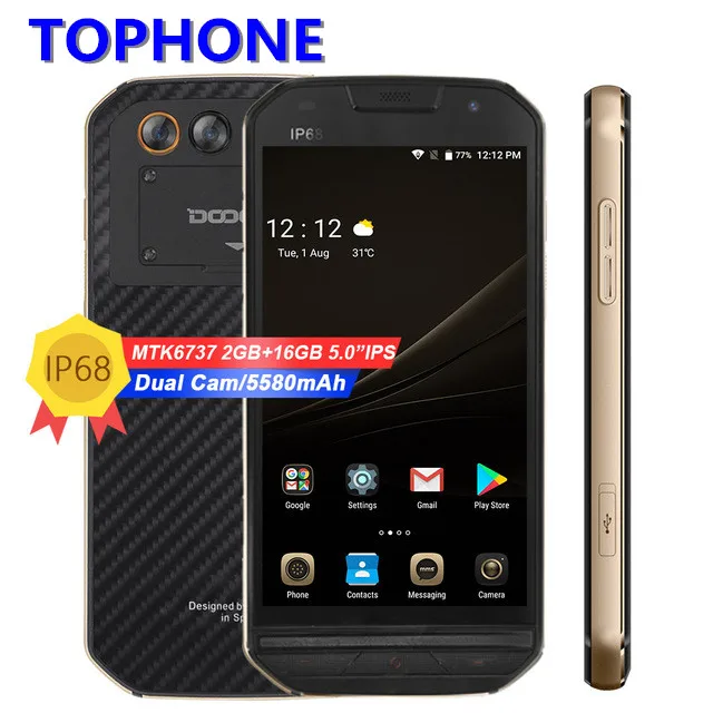 DOOGEE S30 IP68 Водонепроницаемый 5580 мАч 8.0MP двойная камера 5 0 &quotHD Android 7 MTK6737 Quad Core 2 ГБ