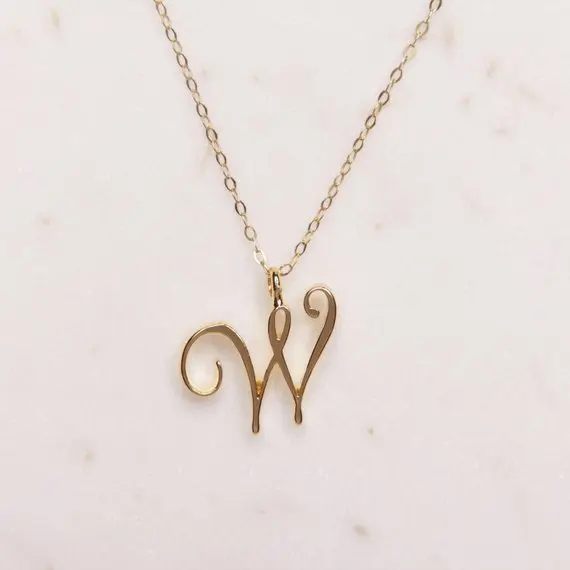10 шт. стильный курсивом Буква W Цепочки и ожерелья Jewelry Буква W первоначальное название W кулон цепи Цепочки и ожерелья для праздничных
