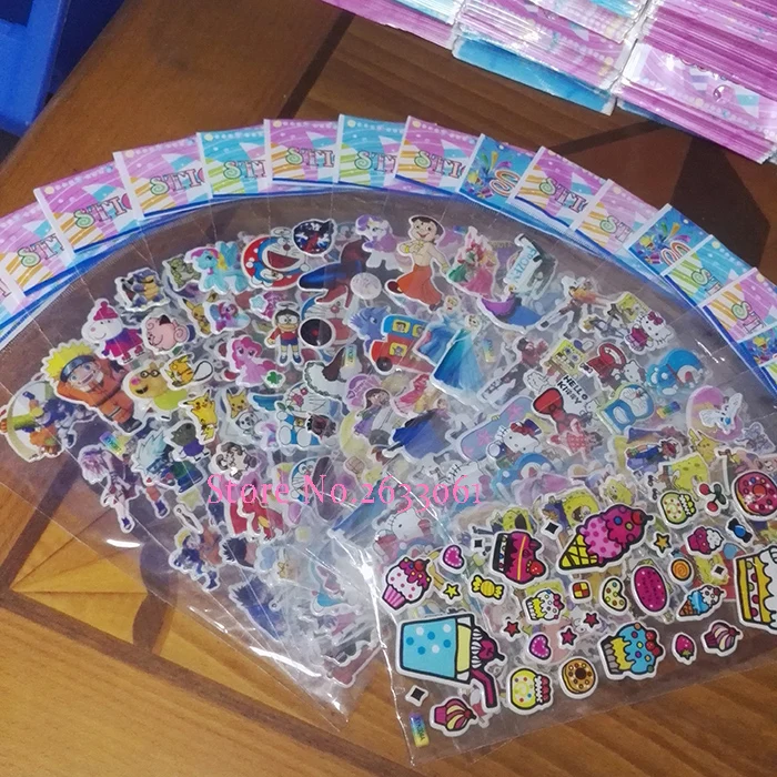 100 Different Sheets Cute 3D Puffy Bubble Sticker Cartoon Comic Animation Stickers Pack DIY Toys Gift for Children Kid for phone