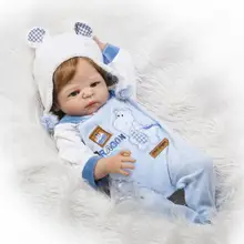 Pursue 22″/57 cm Handmade Can Bath Boy Doll Reborn Full Body Silicone Boy Baby Doll Blond Hair Magnetic Mouth Children Boy Gift