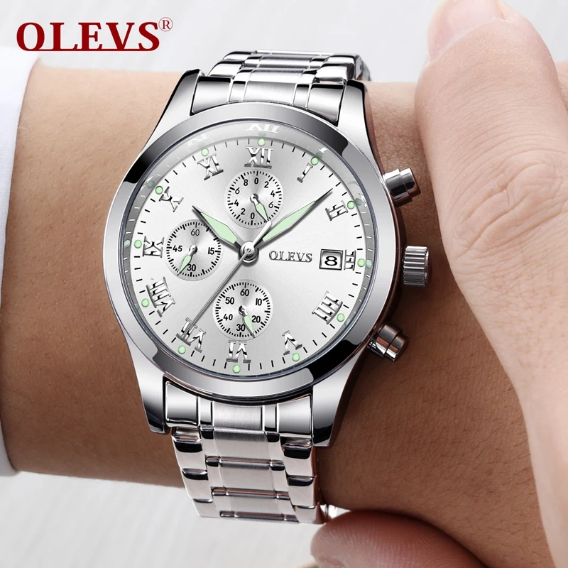 

OLEVS 2018 New Watches Men Luxury Brand Chronograph Mens Sports Watches Stainless Steel Waterproof Quartz Watch erkek kol saati