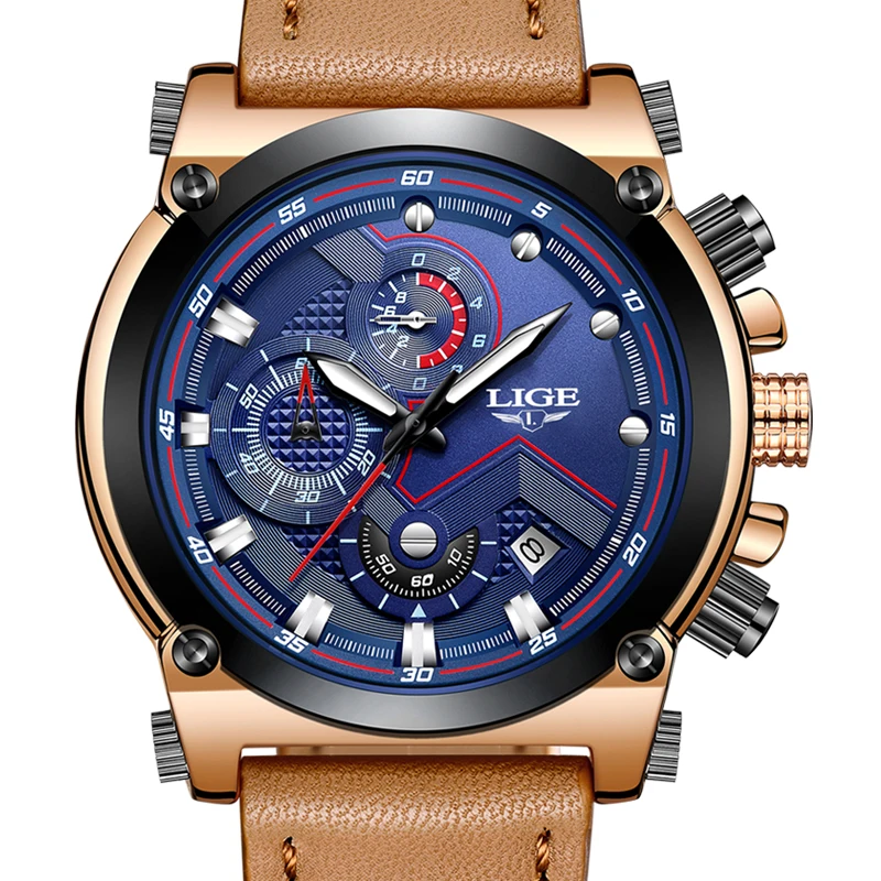 

2018 LIGE Mens Watches Top Brand Luxury quartz wristwatches Men Casual Leather Military Waterproof Sport Watch Relogio Masculino